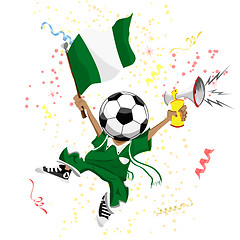 Image showing Nigeria Soccer Fan with Ball Head.