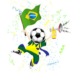 Image showing Brazilian Soccer Fan with Ball Head.