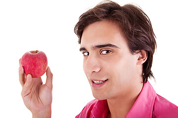 Image showing man eating a red apple