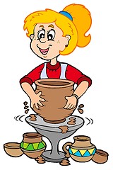 Image showing Cartoon pottery girl