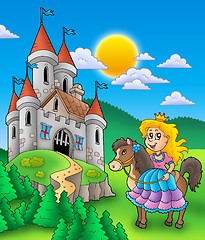 Image showing Princess on horse with castle