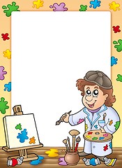 Image showing Frame with cartoon artist
