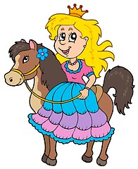 Image showing Cute princess riding horse
