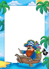 Image showing Frame with pirate paddling in boat