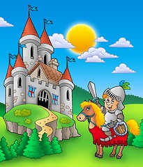 Image showing Knight on horse with castle