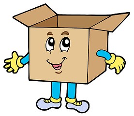 Image showing Cartoon cardboard box