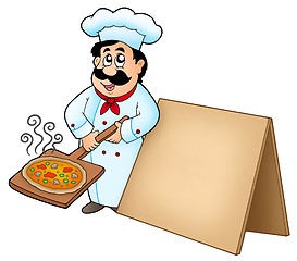 Image showing Chef with pizza plate and board