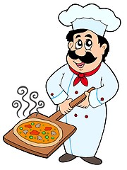 Image showing Chef holding pizza plate