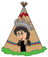 Image showing Indian in small tepee