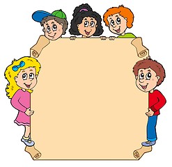 Image showing Parchment with various lurking kids