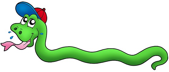 Image showing Cartoon snake with baseball cap