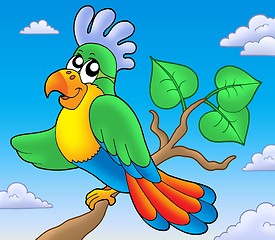 Image showing Cartoon parrot on branch