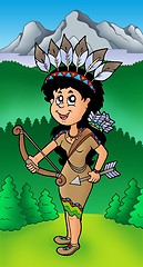 Image showing Native American Indian girl on meadow