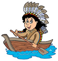 Image showing Indian in wooden boat