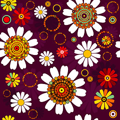 Image showing Dark seamless floral pattern