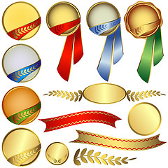 Image showing Collection awards with ribbons 