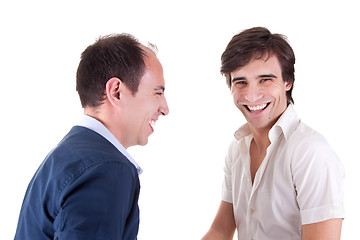 Image showing two young men  laughing