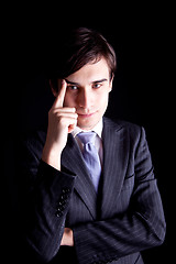 Image showing Young Business Man thinking