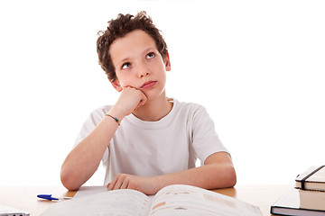 Image showing boy studying boring