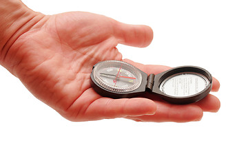 Image showing A compass in hand