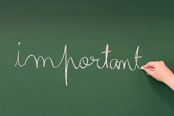 Image showing Important written on a blackboard