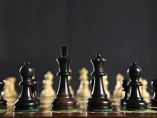 Image showing Chess pieces on board