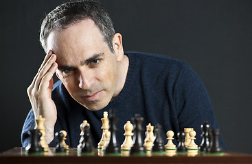 Image showing Man playing chess