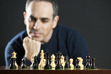 Image showing Man playing chess