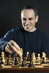 Image showing Man playing chess