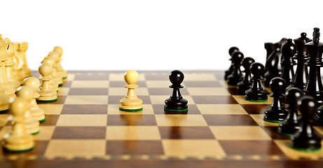 Image showing Chess pieces on board