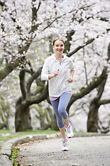 Image showing Girl jogging in park