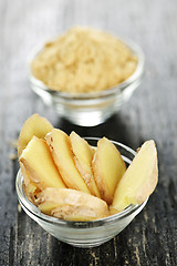 Image showing Sliced and ground ginger