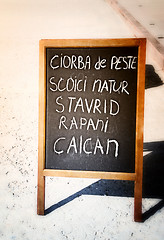 Image showing Restaurant menu chalkboard 