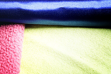 Image showing Yellow, pink and blue blanket