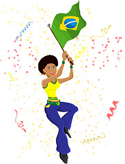 Image showing Black Girl Brazil Soccer Fan with flag.