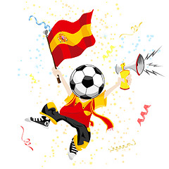 Image showing Spain Soccer Fan with Ball Head.