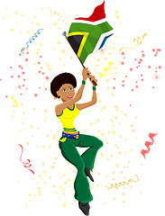 Image showing Black Girl South Africa Soccer Fan with flag.