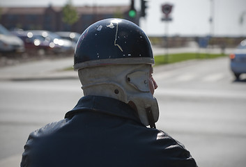 Image showing Senior moped driver