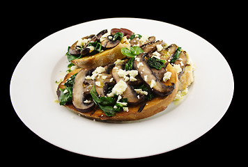 Image showing Mushrooms On Sour Dough