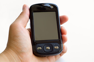 Image showing Holding pda