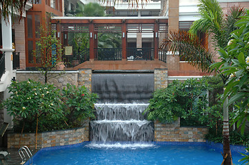 Image showing Pool and waterfall in hotel