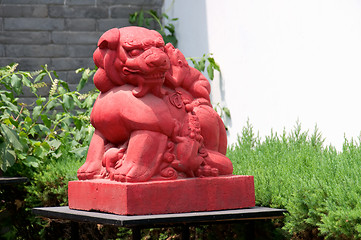 Image showing Stone lion of Chinese temple