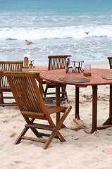 Image showing Table set at beach