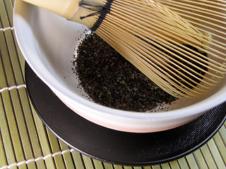 Image showing Tea Bowl And Traditional Bamboo Whisk-detail