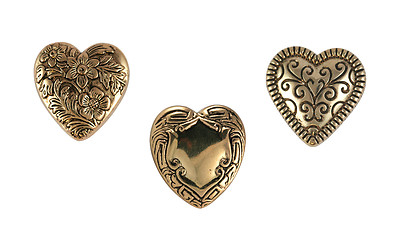 Image showing Vintage Brass Hearts