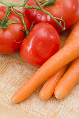 Image showing fresh tomatoes and carrot