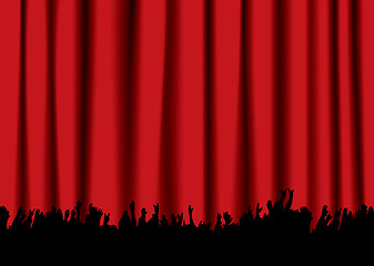 Image showing concert crowd red curtain