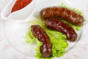 Image showing grilled sausage closeup