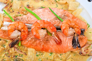 Image showing Salmon fish and seafood