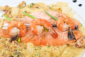 Image showing Salmon fish and seafood